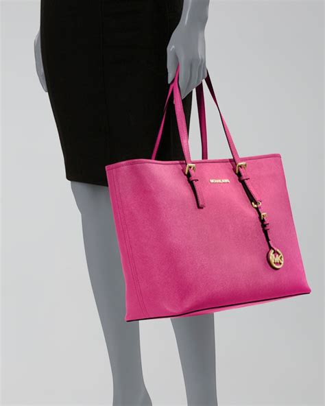 pink michael kors jet set tote|michael kors designer tote jetset.